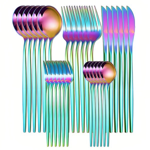 Thời Trang Mới Thép Không Gỉ Dao Ngã Ba 24/30 Mảnh Thiết Lập Bồ Đào Nha Flatware Set Vàng Sáng Tạo Bạc Bít Tết Dao Thiết Lập - Product Image 3