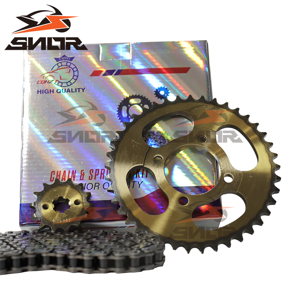 ZAWELIYO Kit Piñón Y Cadena T8F - 1 Cadena + Piñón Delantero 11T + Trasero 44T Para Kart, Mini Moto Y ATV