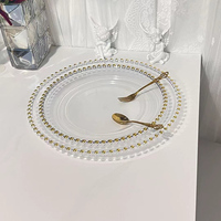 Assiette décorative pour banquet de mariage Assiette à fruits en perles dorées transparentes Assiettes de présentation