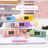 Jam elektronik Mini portabel kartun lucu Modern Quartz Punch-In Timer untuk siswa kelas ujian jadwal jam gantung kecil