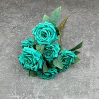 Bouquet de mariage en soie artificielle à 9 têtes en rose jaune bleu-pour l'obtention du diplôme Fleurs décoratives d'Halloween-Caractéristique en vrac