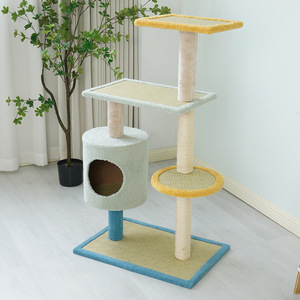 ต้นไม้แมว 4 ชั้น พร้อมเสาข่วนทำจากไซซอล บ้านแมว และแท่นสำหรับแมวในบ้าน - Product Image 2