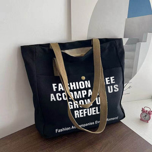 Women's <b>canvas</b> <b>bag</b>, trendy and versatile, <b>large</b> capacity, perfect for carrying books or as a student to carry to class. - Product Image 4