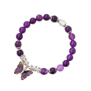 Braccialetti Yoga con Perline di Agata <span class=keywords><strong>Naturale</strong></span>, Giada, Ametista e <span class=keywords><strong>Turchese</strong></span>, Design alla Moda, <span class=keywords><strong>Bracciale</strong></span> con Charm a Farfalla in Cristallo Lucido per Energia Curativa - Product Image 1