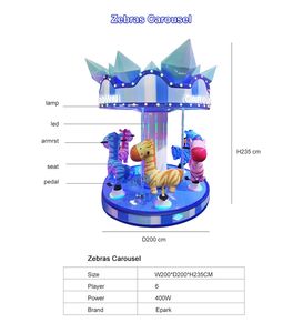 Mini máquina de columpio Merry Go round de 6 plazas, carrusel de cebras para niños que funciona con monedas, juego de parque de atracciones, energía eléctrica - Product Image 3