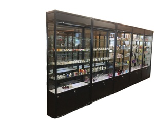 Giá rẻ Giá cửa hàng bán lẻ sơn móng tay kính hiển thị tủ đen khung nhôm với LED chiếu sáng ổ khóa thân thiện với môi thiết kế - Product Image 2