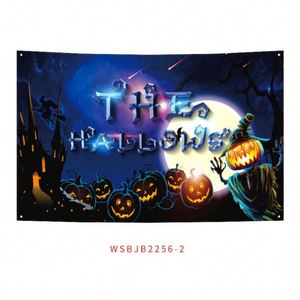 Wholesale Printing Spooky Personalized Scary Halloween Pumpkin Banner Party Outdoor <b>Flags</b> - Product Image 1