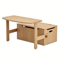 Ensemble de bureau et chaise pour enfants en bois multifonctionnel personnalisable, bureau d'étude convertible 3-en-1 et tabouret de rangement pour jouets