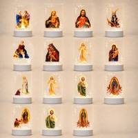 Lampe de Nuit 3D en Acrylique Personnalisée, Vierge de Guadalupe et Saint Jude Thaddée, Design Dieu pour Table et Bureau