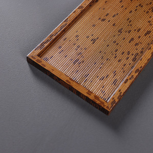 <b>Small</b> handmade bamboo tea <b>tray</b>/serving stand with veneer, made of bamboo. Japanese style teapot holder. - Product Image 2