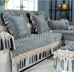 현대 유럽 5 시트 L 자형 쿠션 스커트 논슬립 도트 4 던지기 베개 보호 소파 소파 세트 커버 거실 - Product Image 3