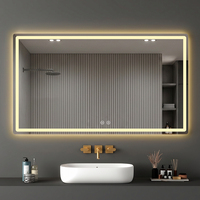 Espejo de Baño Rectangular Inteligente con LED, Interruptor Táctil, Antivaho, Iluminación Regulable, Clasificación IP65, Diseño Moderno para Uso Doméstico