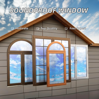 Ventanas de vidrio dobles modernas Marco de acero de madera Aleación de aluminio insonorizada Abatible arqueado Diseño francés Hoteles Persiana enrollable