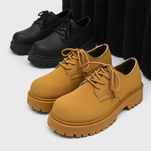 Nouvelles Chaussures Derby pour Hommes, Style Parisien, à Talon Épais Rehaussant, en Cuir Noir, Style Preppy Britannique, Haut de Gamme, Tendance, pour le Campus et les Tenues Habillées - Product Image 1