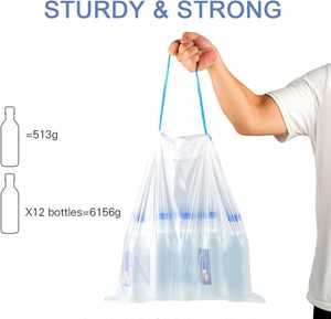 Bolsas de Basura de Plástico Desechables Reciclables Ecológicas con Cordón - Tamaño Pequeño para Baño, Cocina, Dormitorio, Oficina - Product Image 2
