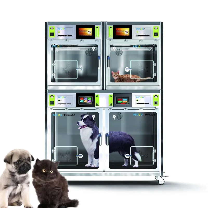 Jaula de acero inoxidable para clínica de mascotas, jaula de oxígeno multifunción para veterinaria, THR-IN25, 304