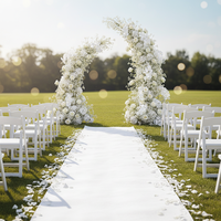 Arche de fleurs artificielles en soie blanche en gros, durable, pour décoration de toile de fond de mariage, fête ou événement nuptial