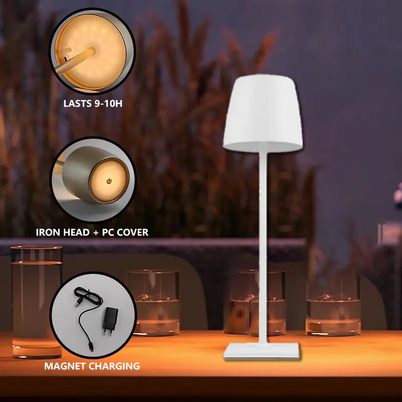 Inalámbrico recargable portátil restaurante Control táctil Led Bar lámpara de mesa al aire libre inalámbrico Hotel lujo moderno escritorio Luz