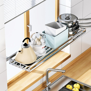 304 Stainless Steel Wall Mounted Kitchen Storage Rack Dish Drying Rack Multifunctional Sink Organizer Shelf - Product Image 1