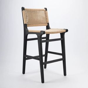 Patas de madera maciza Silla Comedor Silla tejida Altura del mostrador Taburete de barra alto moderno Sillas para cafetería Hotel Cocina Restaurante Centro comercial - Product Image 1