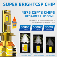 Phare de voiture LED haute puissance BK 300W H4 Lumière de voiture LED Lumière de voiture dorée H7 H11 H13 H15 9005 9006 Ampoule de phare de voiture LED