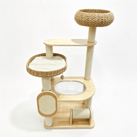 Structure d'escalade pour chat de luxe moderne et de grande taille avec lit intégré, griffoir multifonctionnel en sisal et lit tressé pour chat
