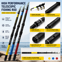 Canne à pêche portable super résistante 2,1-3,6 m, canne télescopique en fibre de verre pour la pêche en eau profonde, lac et rivière