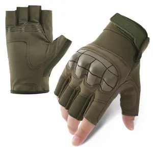 Guantes de invierno de medio dedo personalizados de alta calidad para hombres, guantes para deportes al aire libre, guantes tácticos para caza y senderismo con nudillos duros