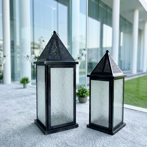Portavelas Moderno de Metal Negro Niquelado, Hecho a Mano, Duradero, con Cristal de Gotas de Escarcha para Decoración del Hogar y Exteriores (Personalizado) - Product Image 2