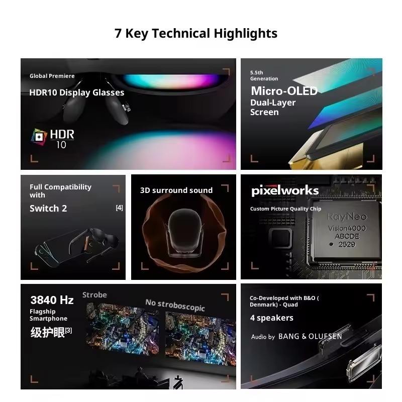 ORANGLES RayNeo Air 4 Pro AR Smart Glasses | World's First HDR10 AR Display, 1200 Nits, 120Hz, 3840Hz PWM, Bang & Olufsen Audio – 201" Private Cinema for Mobile/PC/Gaming (Kuwait) - elegant presentation - exhibiting components - Image 6 of 6 | ideal for home | Discount on RayNeo Air 4 Pro AR Smart Glasses | World's First HDR10 AR Display, 1200 Nits, 120Hz, 3840Hz PWM, Bang & Olufsen Audio – 201" Private Cinema for Mobile/PC/Gaming (Kuwait) Virginia | Free Shipping ORANGLES