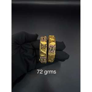 925 SILVER <b>Set</b> of 4 Polished Gold Thin Stackable Diamond Bracelets Fine <b>Bangles</b> - Product Image 3