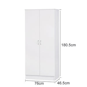 خزانة ملابس خشبية قائمة بذاتها بتصميم عصري باللون الأبيض مع بابين، أثاث غرفة نوم لتخزين الملابس - Product Image 2