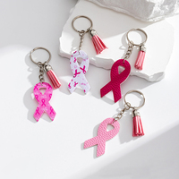 Mode santé sensibilisation rose frange sein ruban cuir PU porte-clés cancer du sein porte-clés pour femmes cadeau