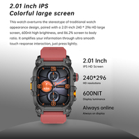 Reloj Inteligente Resistente para Hombre, Pantalla IPS de 2.01 Pulgadas y 600 NIT, Llamadas por Bluetooth, Resistente al Agua IP68, Monitor de Frecuencia Cardíaca, SpO2, Monitor de Sueño, 350 mAh, 50 Días de Autonomía