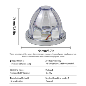Mini luces LED <span class=keywords><strong>Lucas</strong></span> de sandía de alta potencia de 3W, 3/4 pulgadas, DOT 12-24V para camión, remolque, Color personalizado, iluminación Exterior/Interior del coche - Product Image 3