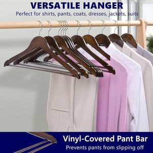 Cintres de salle de bain écologiques en bois brun certifiés usine (26 ans d'expérience) avec logo personnalisé pour manteaux, vestes, costumes et pantalons - Product Image 4
