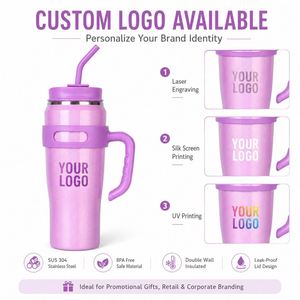 Vaso Térmico de Acero Inoxidable de 40 oz con Logotipo Personalizado, Aislado al Vacío, con Asa y Pajita, Taza de Viaje Portátil para Auto, Oficina y Aire Libre - Product Image 4
