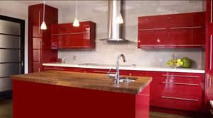 Cao bóng màu đỏ sơn mài nhà bếp nhà Máy Giá hiện đại nhà bếp lưu trữ đồ nội thất tủ để bán - Product Image 4