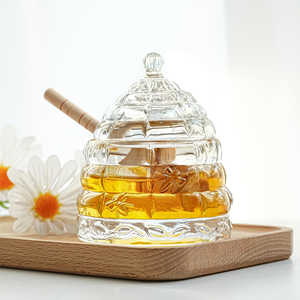 Machine Made Household Honey Tank Western-style Creative Cone <b>Glass</b> Syrup <b>Jar</b> Storage Eco-Friendly Durable 301-400ml <b>Glass</b> Lid - Product Image 2