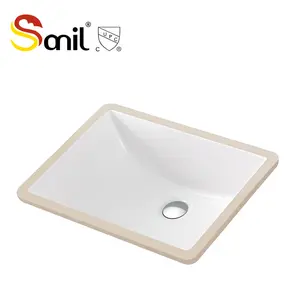 In Stock UPC 20 Inch Hotel Rectangular White Porcelain Ceramic Hand Wash Basin Undermount Sink For Bathroom Public Lavatory