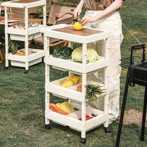 접이식 2/3/<span class=keywords><strong>4</strong></span>/5 계층 플라스틱 선반 트롤리 유틸리티 스토리지 롤링 카트 <span class=keywords><strong>4</strong></span> 바퀴 트레이 스토리지 바구니 나무 커버 - Product Image 3