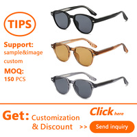 Prix d'usine en gros, logo personnalisé, lunettes de soleil tendance légères et durables, protection UV400 pour hommes et femmes, lunettes de soleil rondes vintage à la mode
