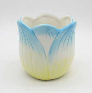 Pot de fleurs en céramique bleu et jaune dégradé, pot décoratif pour plantes d'intérieur, support pour plantes, <span class=keywords><strong>jardin</strong></span> d'intérieur, jardinière ornementale - Product Image 1