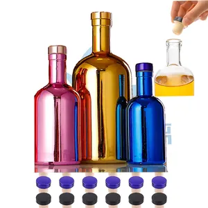 Individuelle hochwertige galvanisierte Gold-Silber 700 ml 750 ml Wodka Spirituosen-Glasflasche