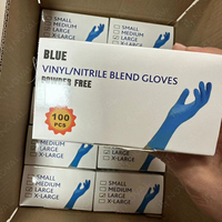 Gants jetables en nitrile bleu sans poudre avec logo personnalisé, 100 pièces/boîte, gants en nitrile de qualité supérieure avec couleur bleue