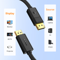 Câble DisplayPort bidirectionnel de 5m/8m avec connecteur mâle à mâle 1.2 gaine en PVC 4K/60Hz 2K/144Hz 1080P paire torsadée