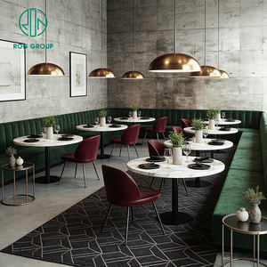 Ensemble <span class=keywords><strong>de</strong></span> mobilier personnalisé haut <span class=keywords><strong>de</strong></span> gamme avec table ronde en pierre frittée et banquette en velours pour café et restaurant - Product Image 4