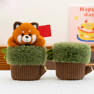 Marioneta de mano de oso panda de peluche en tocón de árbol al por mayor, animal de peluche, regalo de <span class=keywords><strong>cumpleaños</strong></span> para niños, marioneta de mano de mono loro suave - Product Image 5