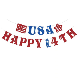 Juego de Banderas Patrióticas del 4 de Julio, Pancarta de Papel Personalizable para la Fiesta del Día de la Independencia Americana - Product Image 1