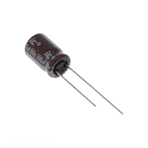 Distribuidor Autorizado 107KXM050M Condensador de Aluminio de 100 uF, 20%, 50V, Tipo TH, Montaje Radial - Product Image 1